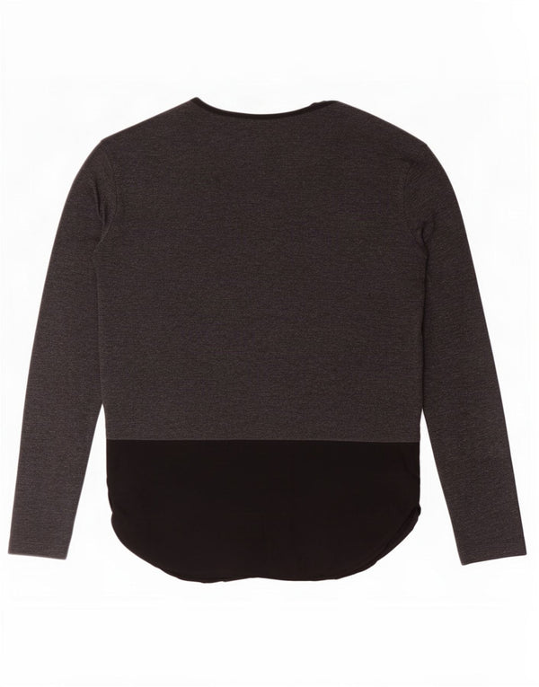 Zara Mujer Top Manga Larga UK 46 Grande Gris Colorblock Poliéster