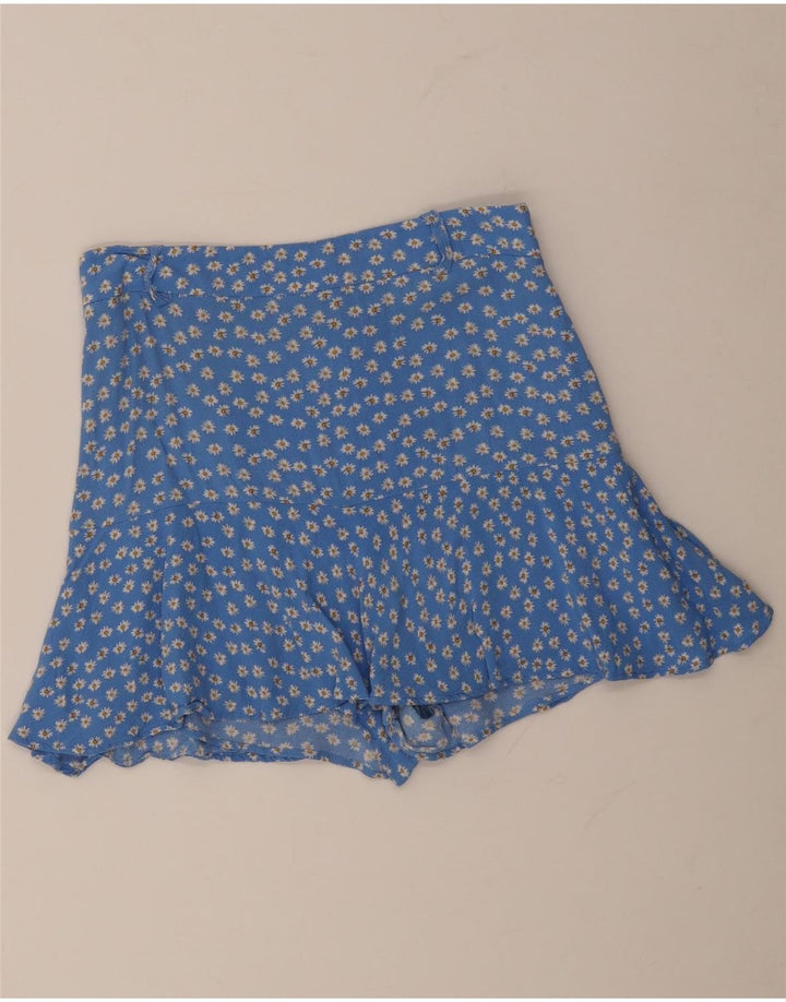 Zara Womens Mini Skirt Medium W28  Blue Floral Viscose