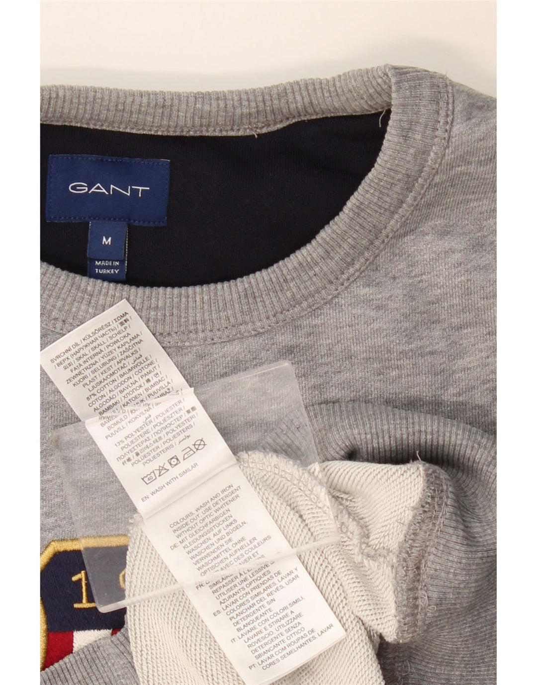 Gant Mens Graphic Sweatshirt Jumper Medium Grey Cotton