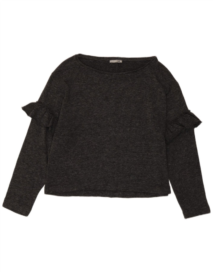 Zara Womens Top Long Sleeve UK 12 Medium Grey Flecked