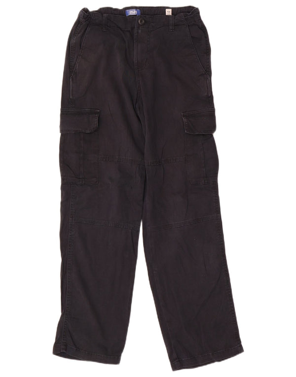 Jack & Jones Boys Straight Cargo Trousers 12-13 Years W26 L28 Black Cotton