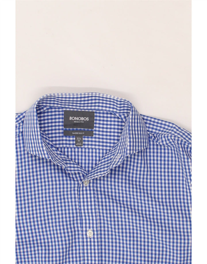 BONOBOS Mens Tailored Fit Slim Fit Shirt Size 15 1/2 Medium Blue Gingham Vintage BONOBOS and Second-Hand BONOBOS from Messina Hembry 