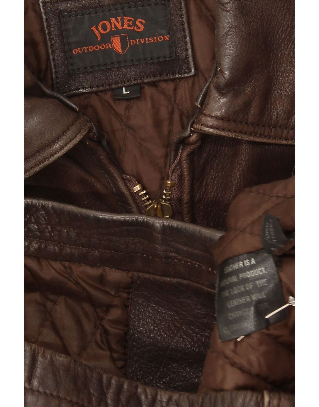 Jones Mens Leather Jacket UK 40 Large Brown Leather