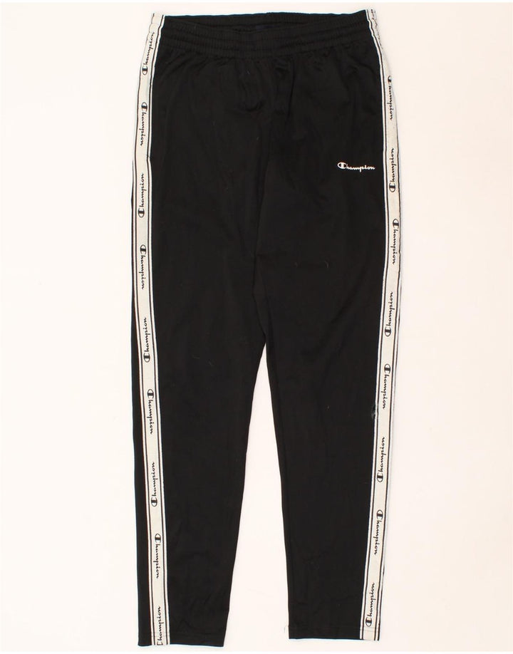CHAMPION Mens Graphic Tracksuit Trousers Small  Black Colourblock Vintage Champion and Second-Hand Champion from Messina Hembry 