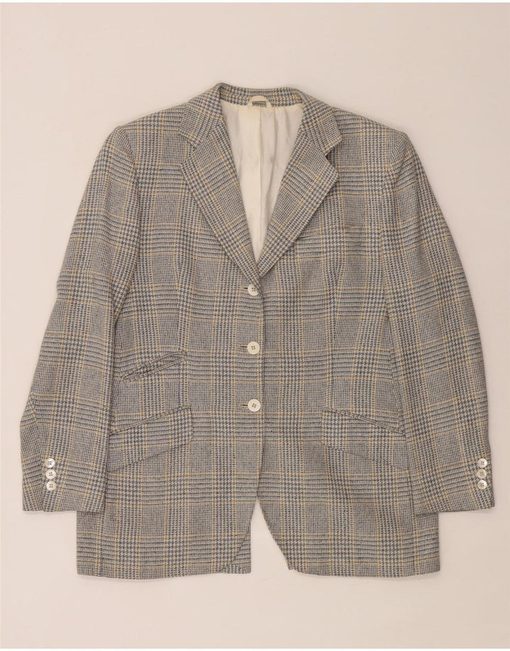 Giacca blazer da donna a 3 bottoni Burberrys UK 12 pied de poule blu medio