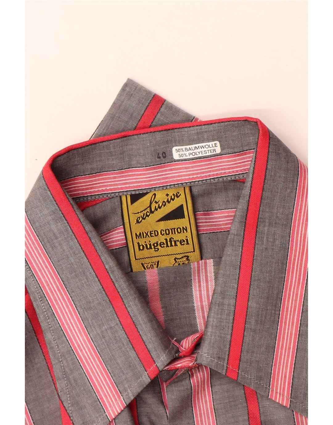 Bugelfrei Mens Shirt Size 40 Medium Grey Striped Cotton