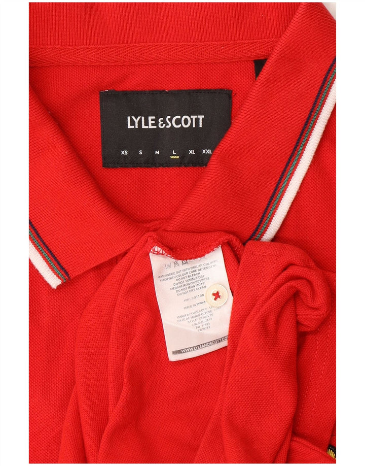Lyle & Scott Mens Polo Shirt Large Red Cotton