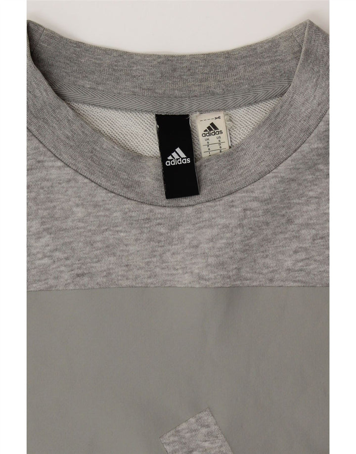 ADIDAS Mens Graphic Sweatshirt Jumper Small Grey Cotton