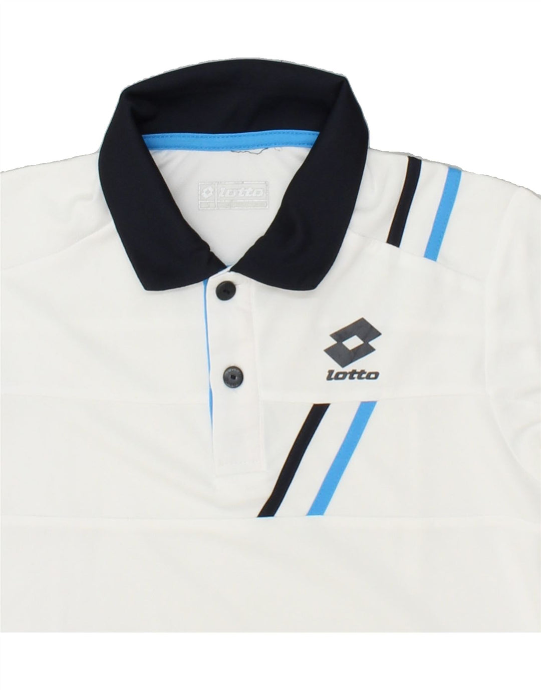LOTTO Boys Graphic Polo Shirt 9-10 Years Medium White Polyester Vintage Lotto and Second-Hand Lotto from Messina Hembry 