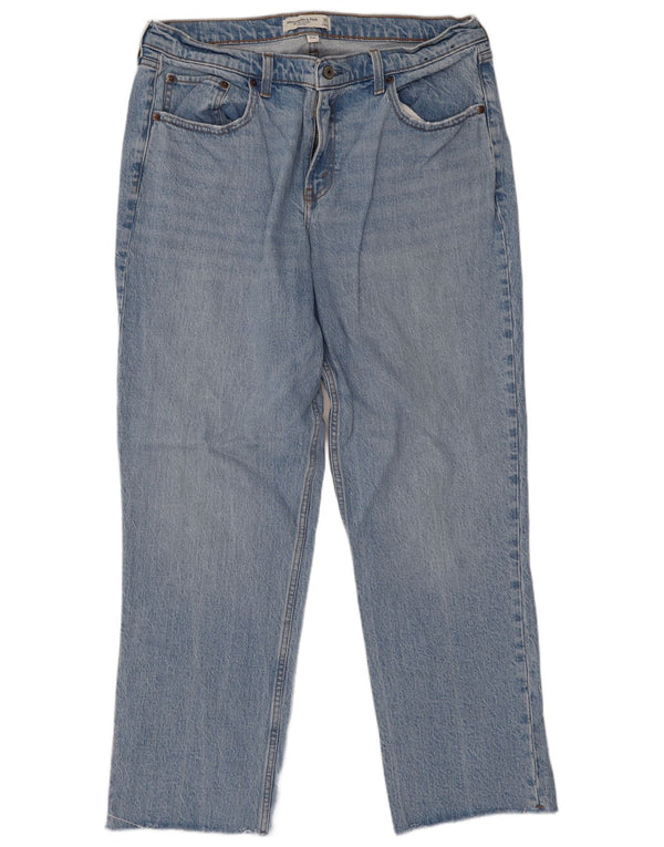 Abercrombie & Fitch Womens Curve Mid Rise Straight Jeans W32 L28 Blue 90'erne