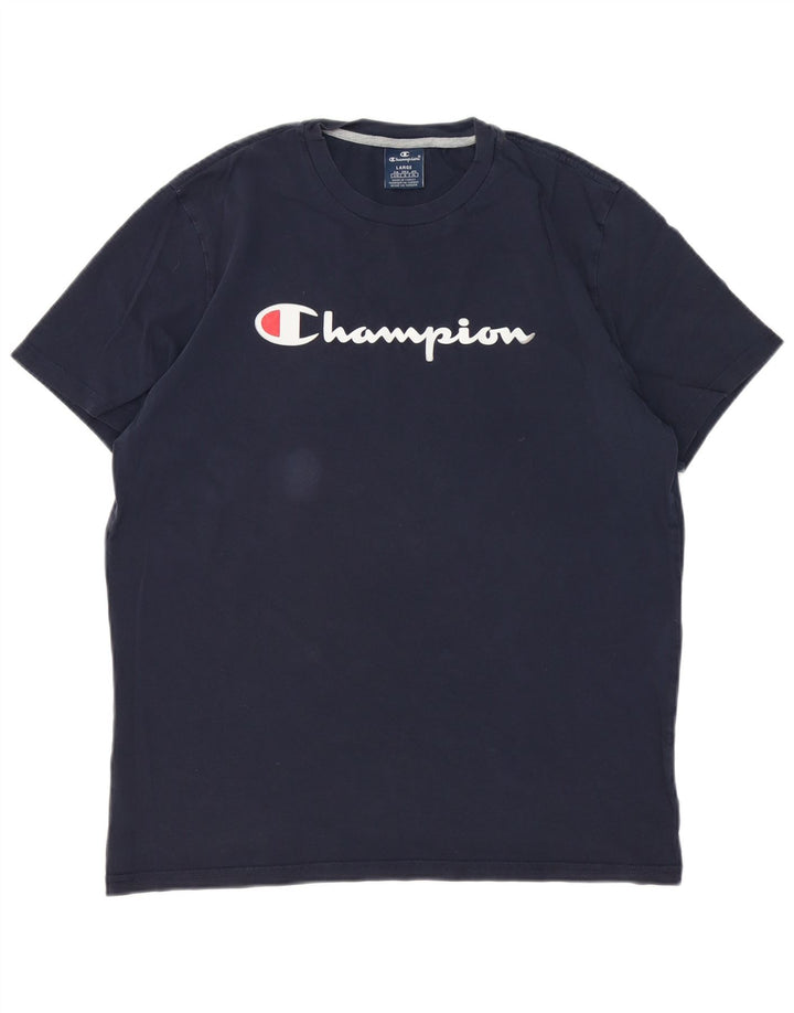 Champion Mens Graphic T-Shirt Top Large Navy Blue