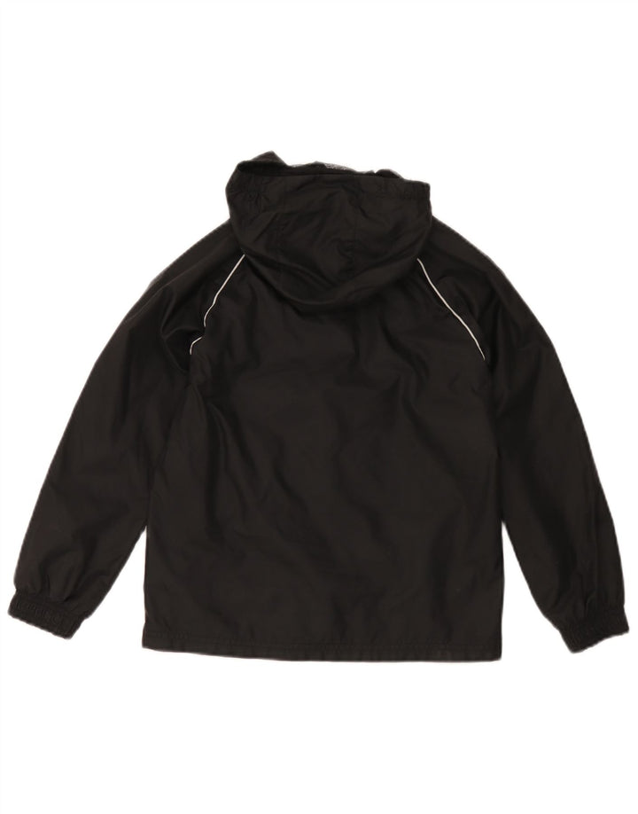 Adidas Boys Hooded Rain Jacket 7-8 Years Black Polyester