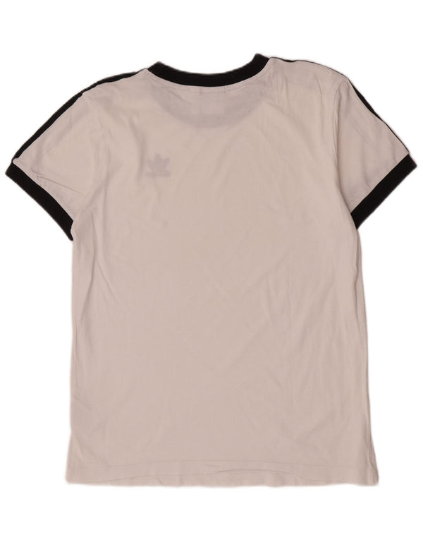 T-shirt grafica Adidas da donna a maniche corte UK 6 XS White Colourblock