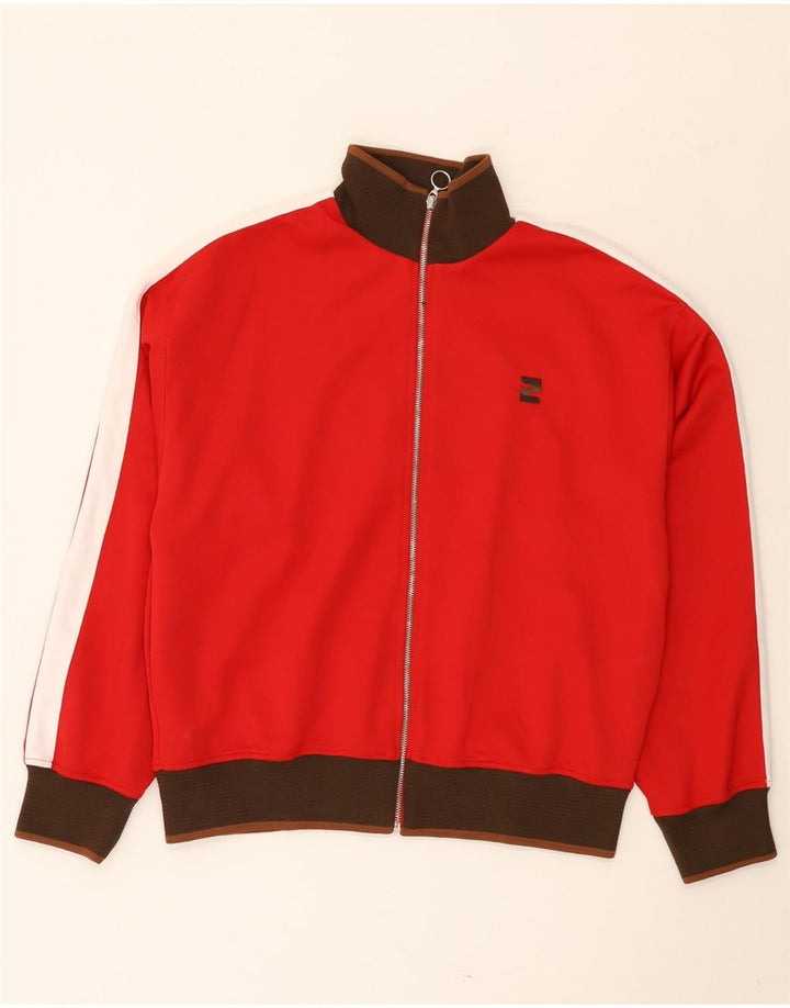 Zara Mens Treino Top Jaqueta Grande Poliéster Colorblock Vermelho