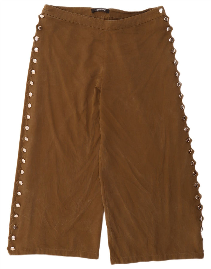 Zara Damen Capri-Hose, Größe L, W32, L24, Khaki