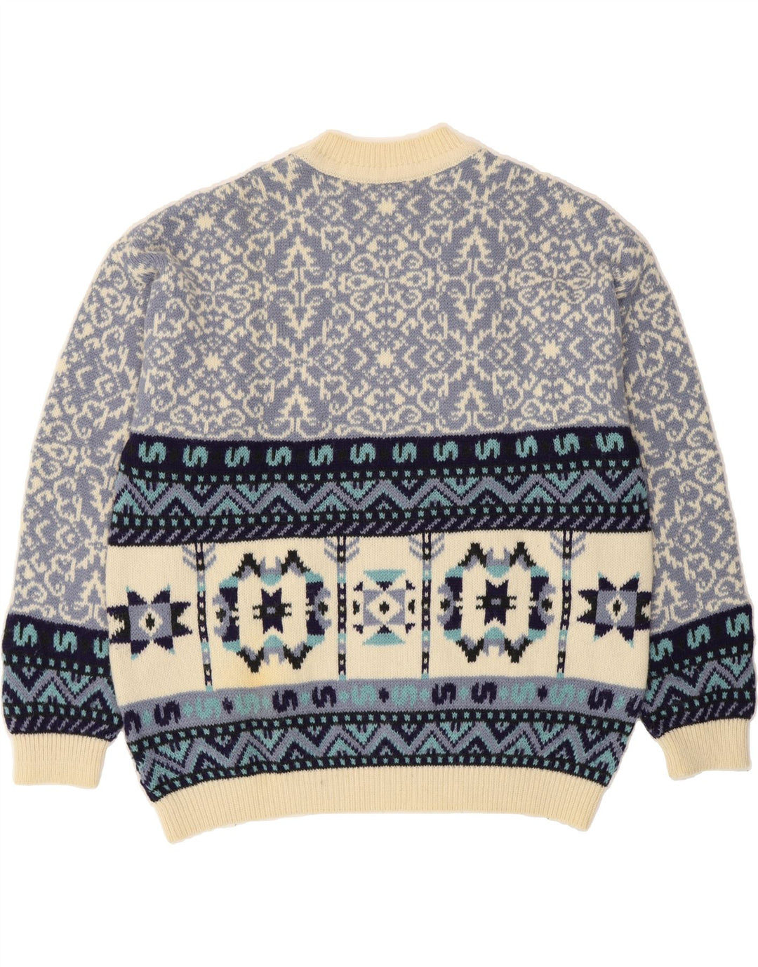 STEFANEL Mens Turtle Neck Jumper Sweater Large Beige Fair Isle Vintage Stefanel and Second-Hand Stefanel from Messina Hembry 