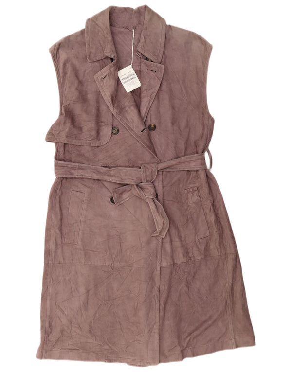 Brunello Cucinelli Womens Sleeveless Suede Trench Coat IT 42 Medium Brown