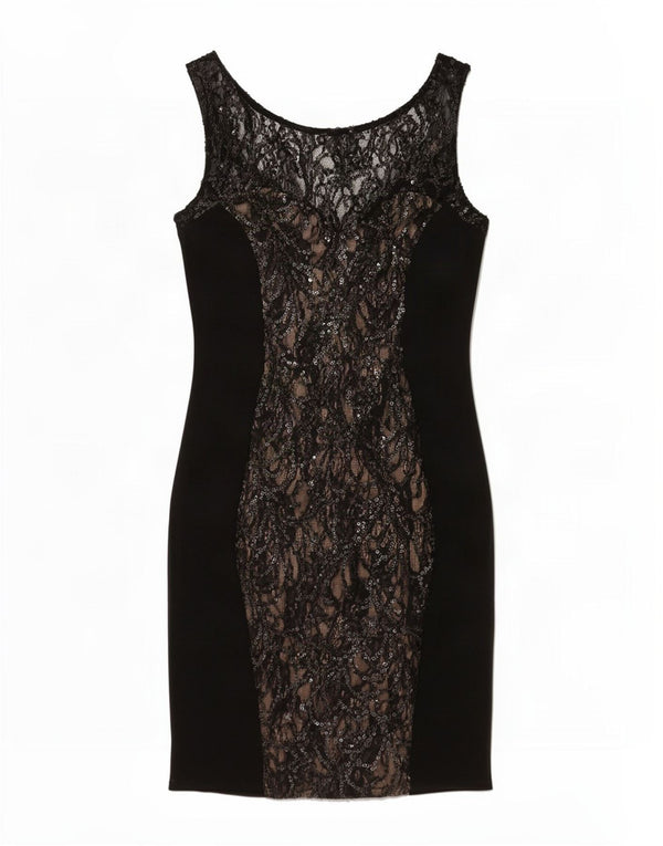 Warehouse Womens Sleeveless Lace Bodycon Dress UK 10 Small Black Floral