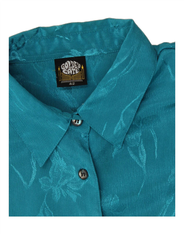 GOLDEN GATE Womens Shirt EU 42 Large Blue Floral Polyester Vintage Golden Gate and Second-Hand Golden Gate from Messina Hembry 