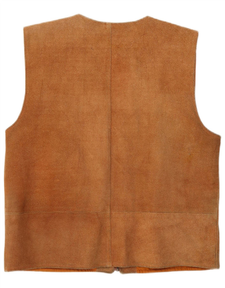 Any Way Mens Suede Waistcoat Small Brown Leather
