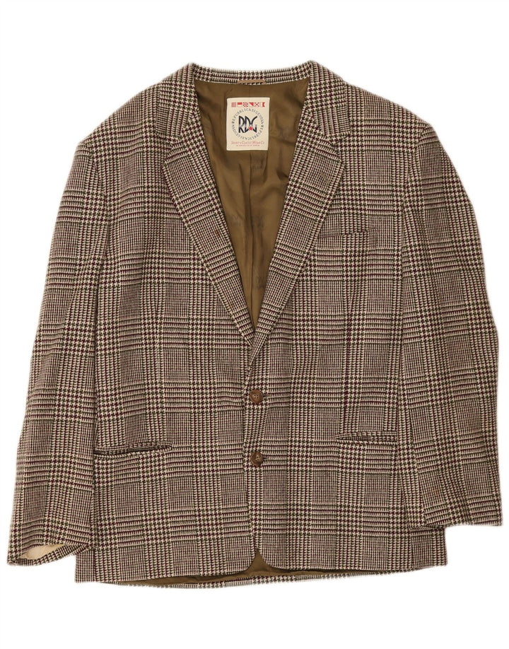 Vintage Mens Blazer Jacket IT 52 XL Burgundy Houndstooth Wool