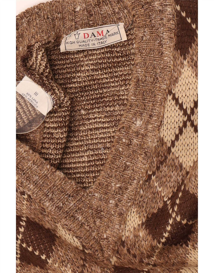 Dama Débardeur Homme Petit Marron Argyle/Diamant Laine