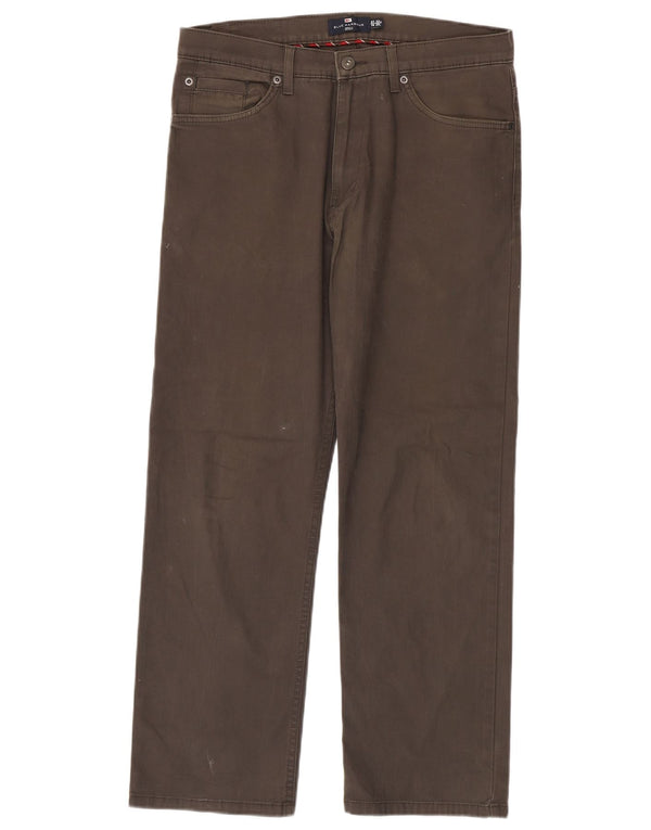 Marks & Spencer Mens Blue Harbour Straight Casual Trousers W32 L29 Brown