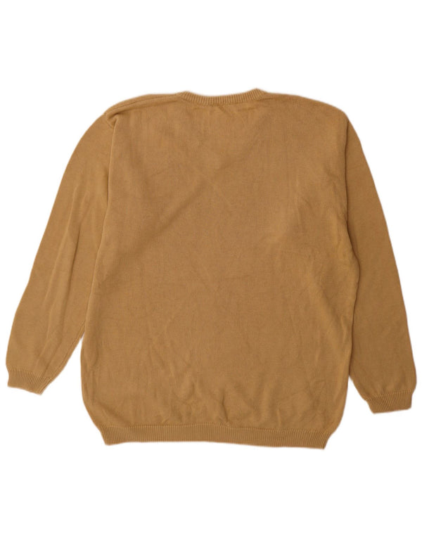 Fred Perry Mens V-Neck Jumper Sweater XL Beige Cotton