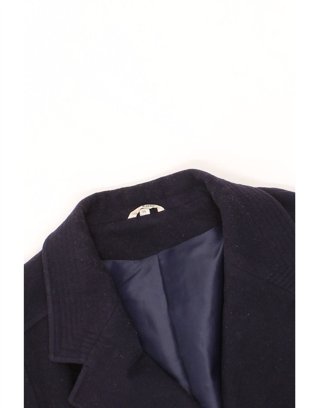 VINTAGE Womens Double Breasted Coat UK 14 Medium Navy Blue New Wool Vintage Vintage and Second-Hand Vintage from Messina Hembry 