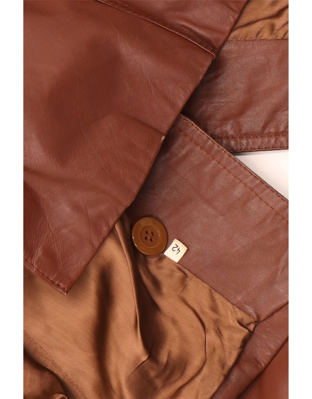 VINTAGE Womens Leather Jacket IT 42 Medium Brown