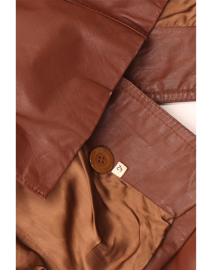 VINTAGE Womens Leather Jacket IT 42 Medium Brown
