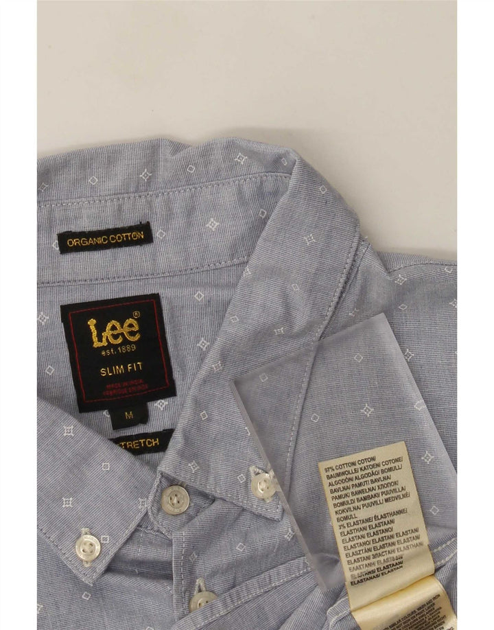 Lee Mens Slim Fit Shirt Medium Blue Geometric Cotton