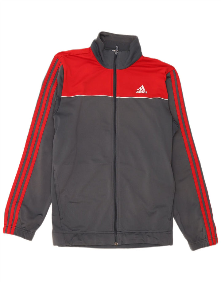 ADIDAS Mens Tracksuit Top Jacket Medium Grey Colourblock Polyester