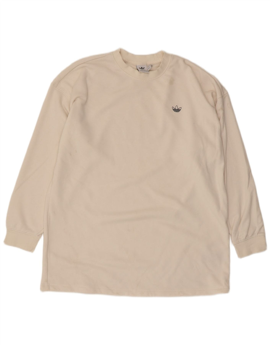 Adidas Womens Graphic Oversized Sweatshirt Jumper UK 12 Medium White Cotton