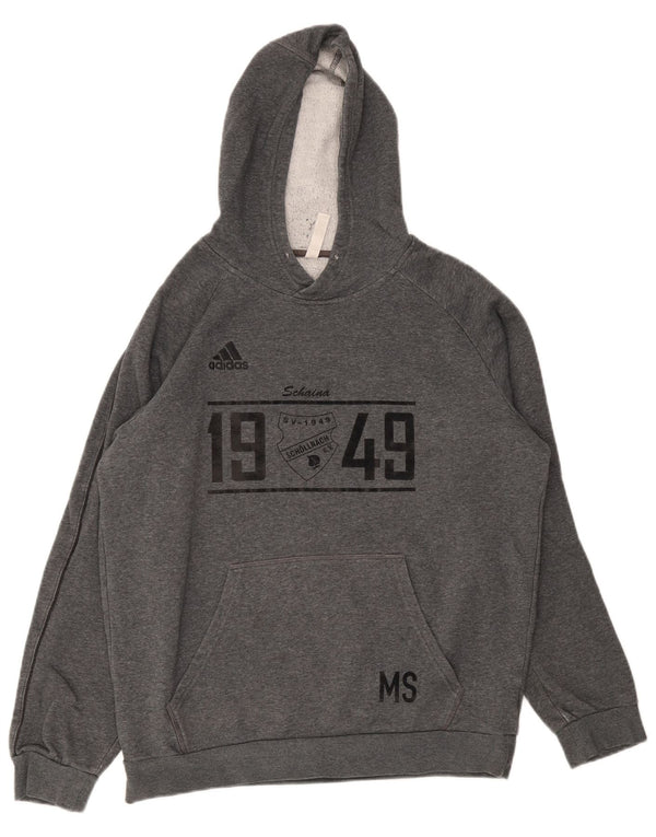 Maglione con cappuccio grafico da uomo Adidas grande in cotone chiazzato grigio