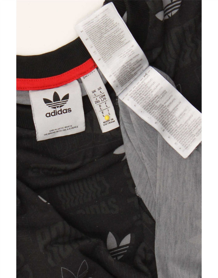 T-shirt grafica da uomo Adidas Top grande in poliestere nero