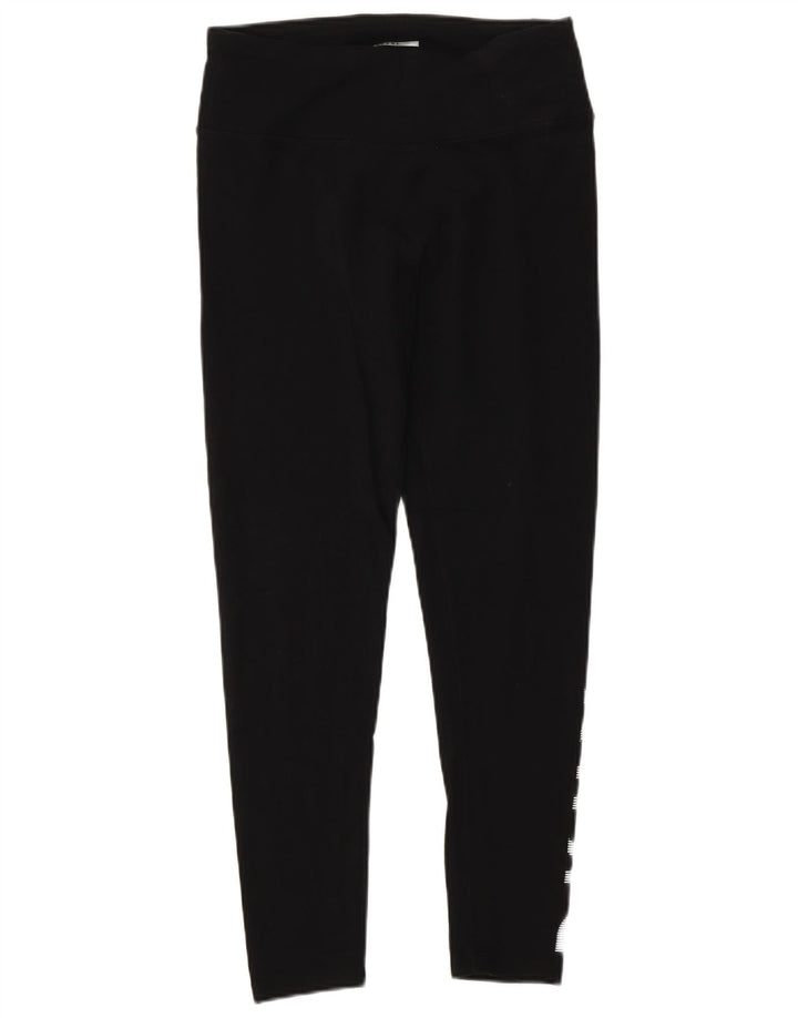 Dkny Womens Graphic Leggings UK 12 Medium  Black Cotton