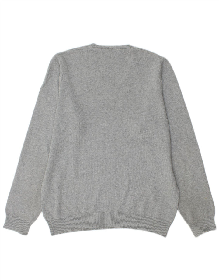 Marks & Spencer Mens Blue Harbour V-Neck Jumper Sweater Small Grey Cotton