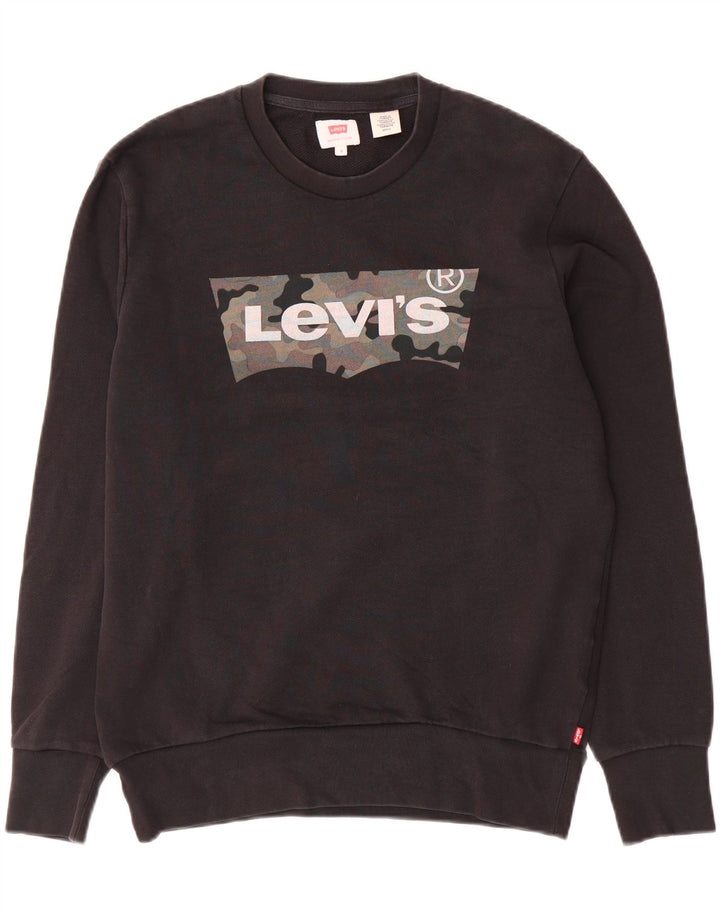 Levi's Mens Graphic Sweatshirt Jumper Small Black Cotton