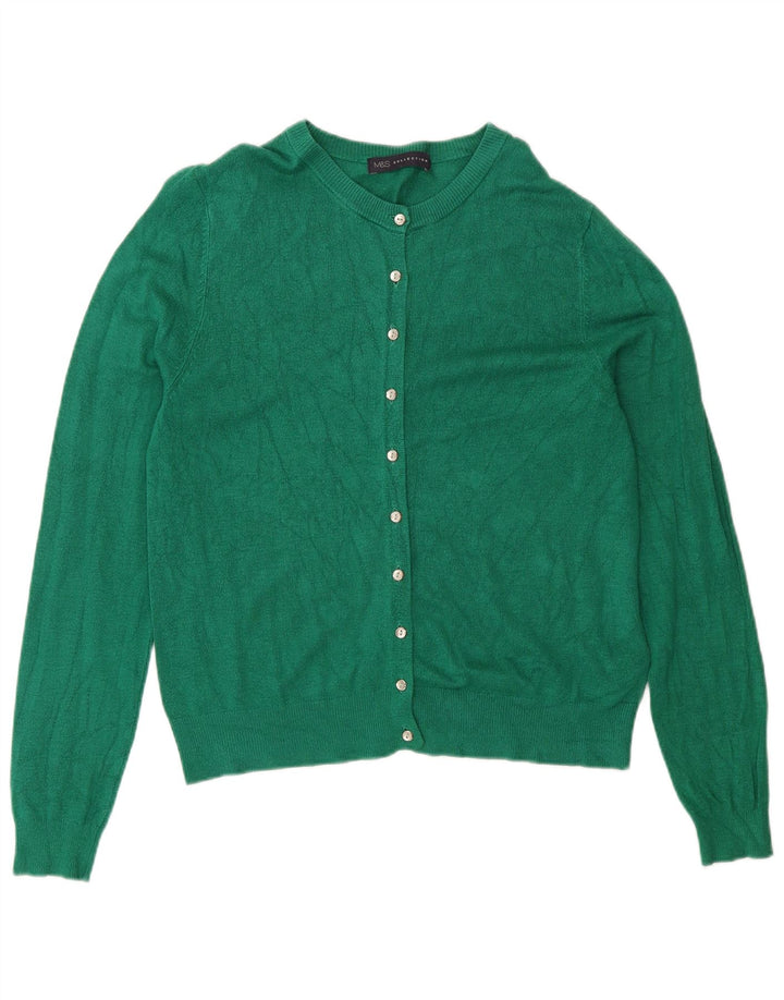 Marks & Spencer Womens Cardigan Sweater UK 12 Medium Green Viscose