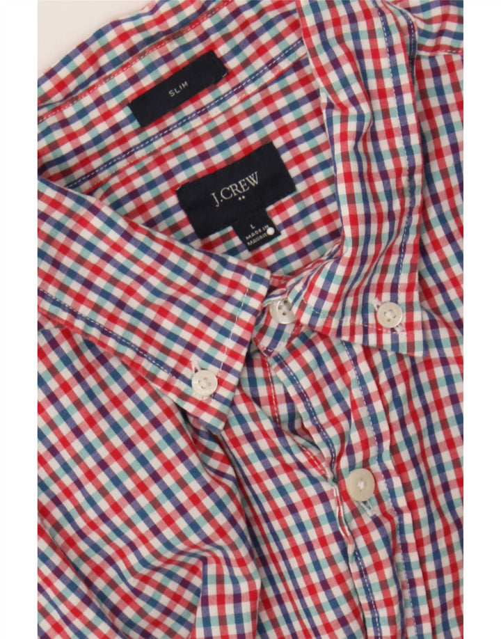 J. CREW Mens Slim Shirt Large Red Check Vintage J. Crew and Second-Hand J. Crew from Messina Hembry 