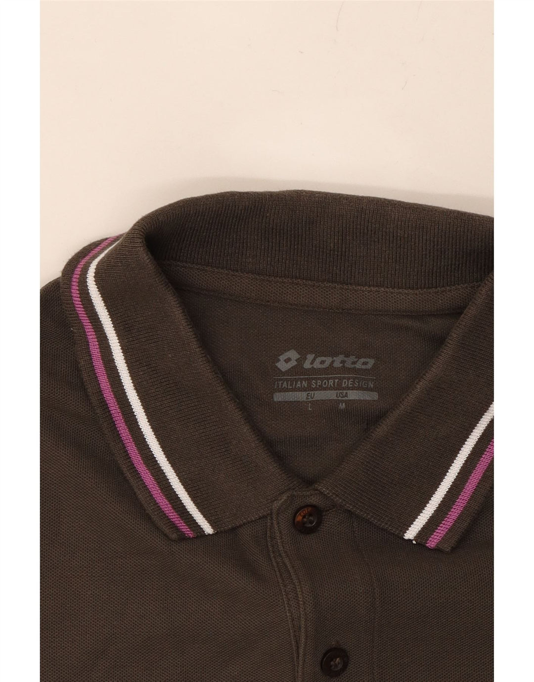 LOTTO Mens Polo Shirt Medium Brown Cotton Vintage Lotto and Second-Hand Lotto from Messina Hembry 