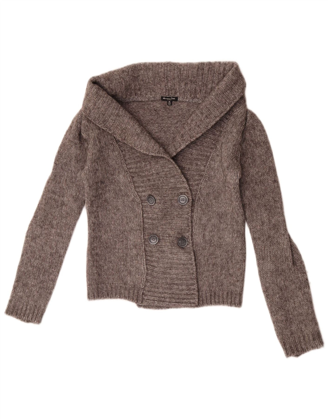 Massimo Dutti Womens Crop Cardigan Sweater UK 12 Medium Grey Wool