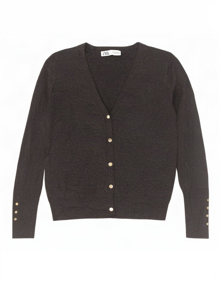 Zara Dame Cardigan Sweater UK 12 Medium Grey Viscose