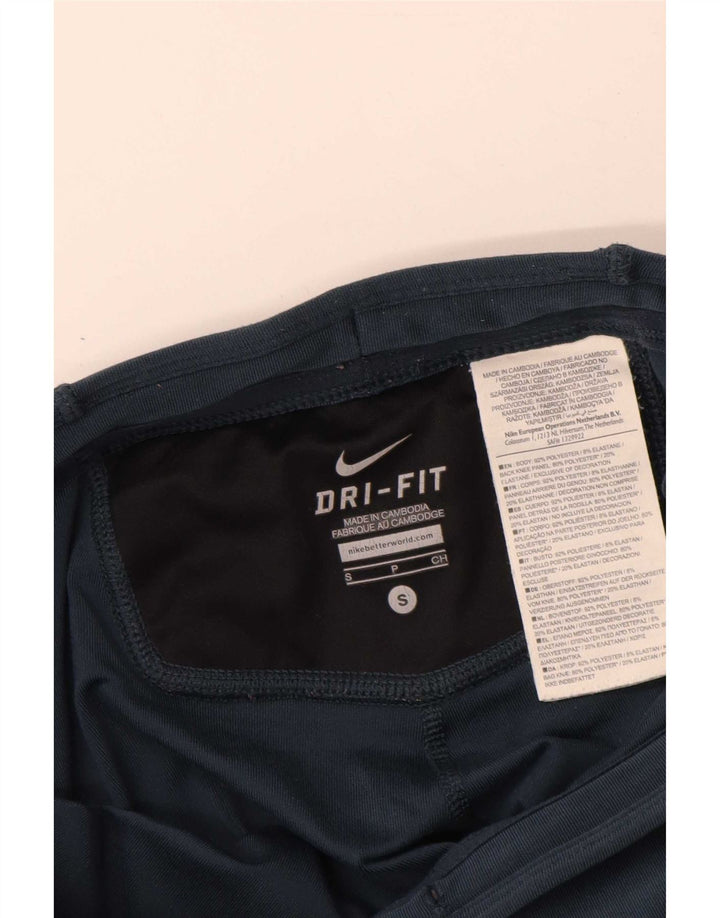 Nike Womens Dri Fit Leggings UK 8 Small Navy Blue Geometric Polyester
