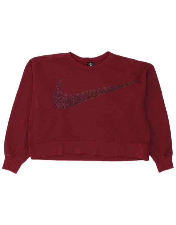 Nike Womens Graphic Oversized Sweatshirt Pullover UK 10 Small Burgund Baumwolle