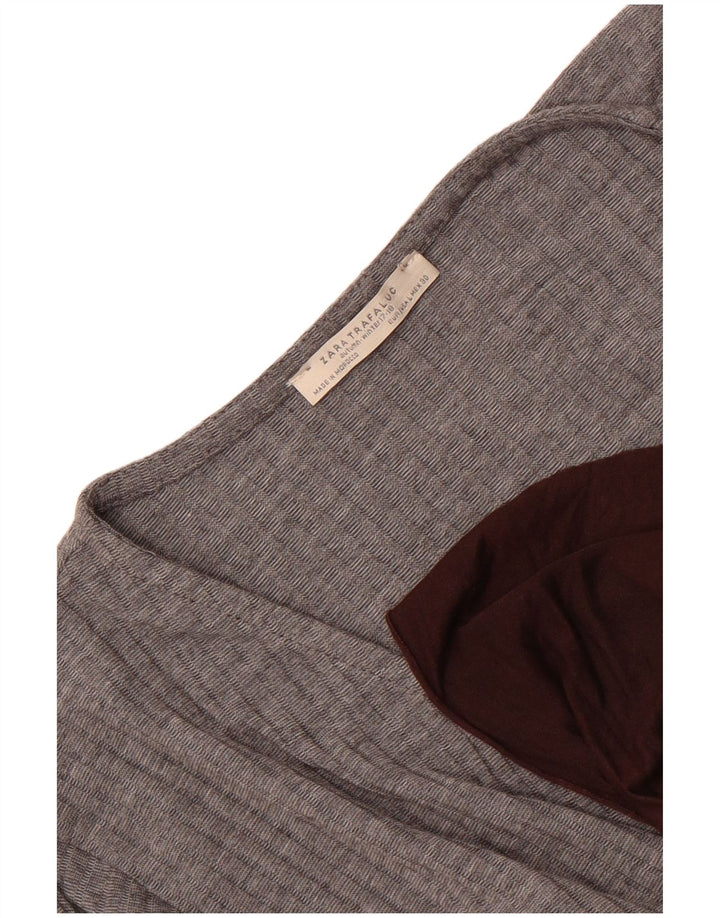 Zara Womens Blouse Top UK 16 Large Grey Colourblock