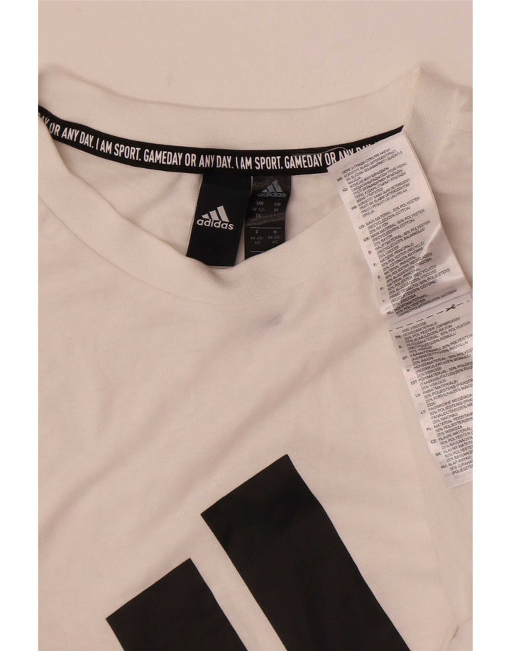 Canotta grafica da donna Adidas UK 12/14 Poliestere bianco medio