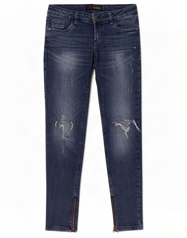 Guess Jean skinny vieilli W27 L28 en coton bleu pour femme