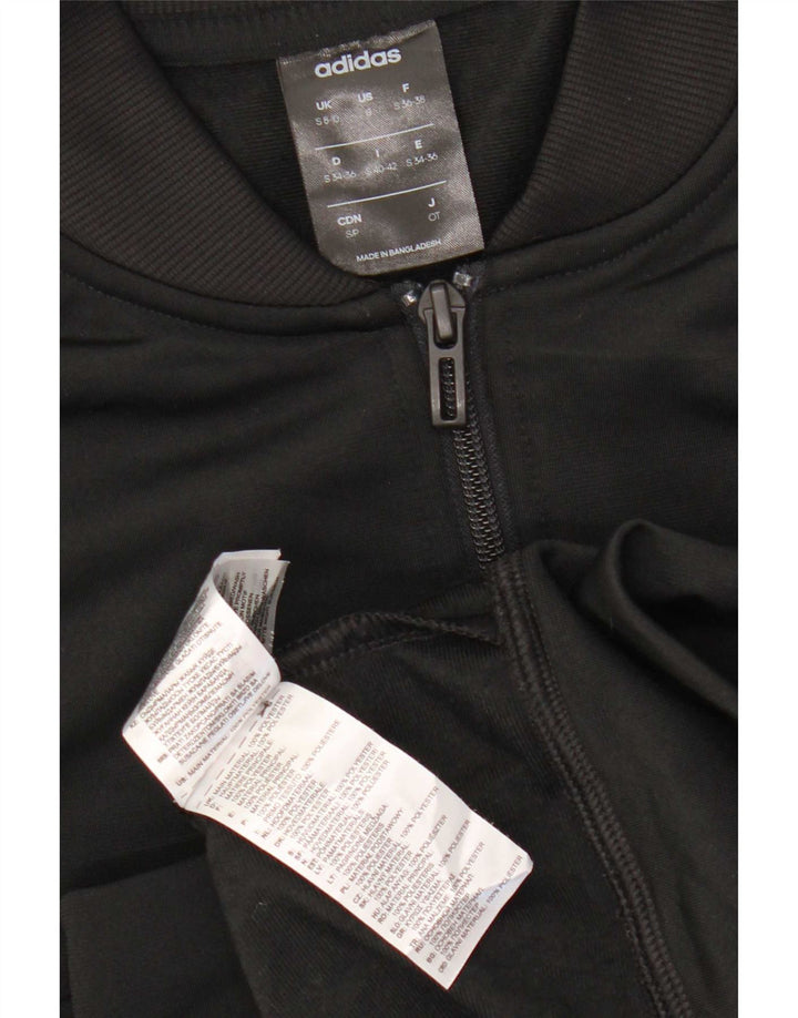 Adidas Womens Tracksuit Top Jacket UK 8/10 Small Black Polyester